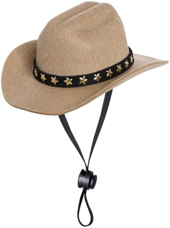 choyaxo Pet Cowboy Costume Cosplay Cap Halloween Costumes for Dogs Cat Pet Party Decoration Mini Cowboy Hat (Khaki, Medium) by choyaxo
