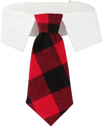 ADOGGYGO Christmas Dog Necktie, Xmas Pet Tuxedo Costume, Red Plaid Christmas Neck Tie Collars for Small Dogs (Small) by ADOGGYGO