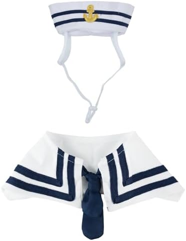 Lanyarco Dog Halloween Costumes Sailor Hat Collar Cape Costume Outfit for Dogs Pet Captains Dressing up Party (2PCS Set) Medium - Image 2