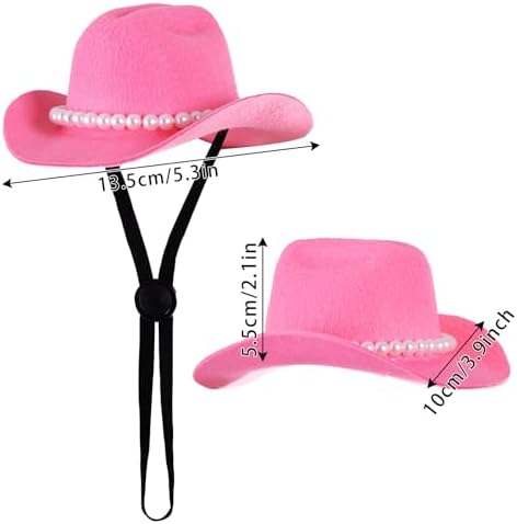 Pet Cowboy Costume Accessories Halloween Costumes for Small Pet Dogs Cat Cowboy Hat for Dogs and Bandana Scarf Halloween Party Western Cosplay Accessories (Pink, Small) - Image 3