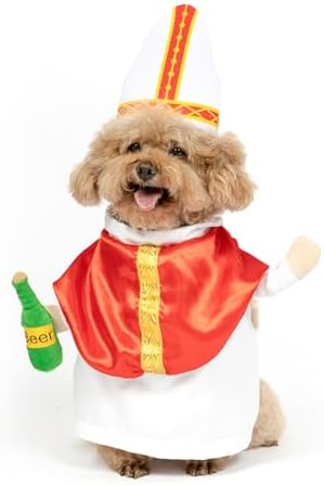 NACOCO Halloween Dog Pope Costume - Pet Cosplay Clothes Cat Special Outfit Apparel Pope Hat Adjustable Puppy for Pet Parties Small Medium and Large Dogs(Red Pope, S) by HOME