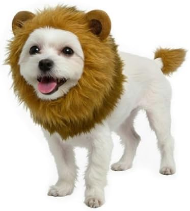 Halloween Lion Mane Pet Set, Hood and Tail - Small to Medium-Large Breed Funny Clothes Outfit Apparel (Small) by POPERIE