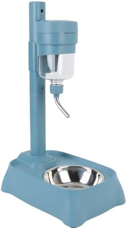 Dog Water Dispenser, Height Adjustable Stainless Steel Bowl Automatic Feeding for Cats and Dogs, 500ml Pet Standing Water Dispenser (Blue)