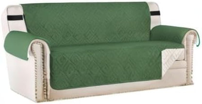 H.VERSAILTEX Reversible Sofa Slipcover Furniture Protector Water Resistant 2 Inch Wide Elastic Strap Sofa Cover Couch Covers Pet Kid Fit Seat Width Up to 66" (Sofa: 75" x 110", Christmas Green/Beige)