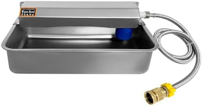 Automatic Water Dispenser for Dogs 2 Gallon/7.57L Stainless Steel Water Bowl Outdoor Dog Drinking Waterer Feeder Auto Fill Pet and Livestock Waterer Feeder Fits GHT 3/4" Faucet Wide Mouth