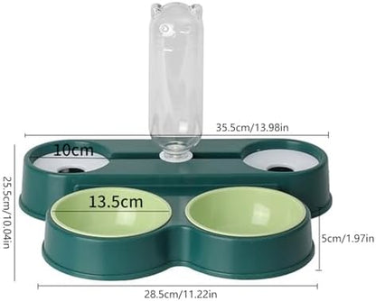 4 in 1 Pet Food Feeders with Automatic Water Bottle Bowl, Double Bowl Dog Feeder Toy for Cats and Dogs