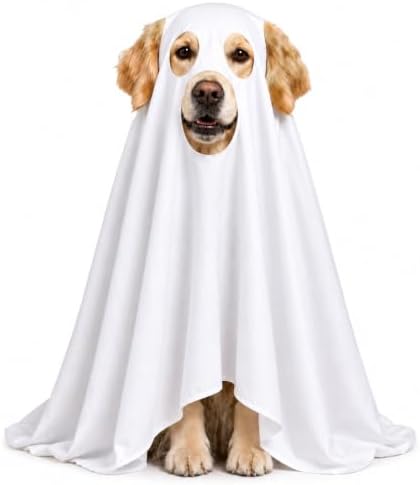 Halloween Ghost Dog Costume Glow Eyes Breathable Outfit for Medium Dogs by Unknown