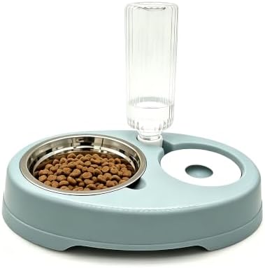 Double Dog Bowls, Cat Food & Water Bowl Set with Water Dispenser