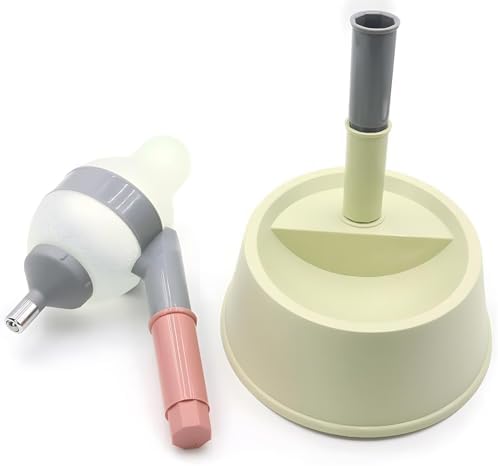 NACOCO Pet Standing Water Dispenser Cat Dog Standing Bowl with Detachable Pole Automatically Feeding Water Height Adjustable(Green-Grey)