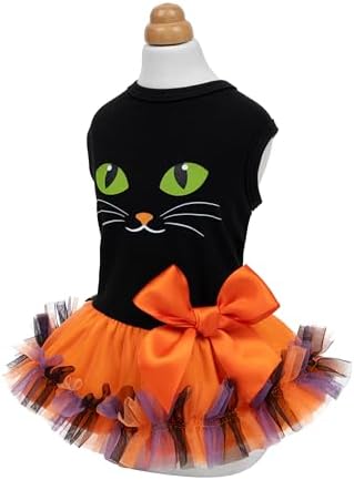 Fitwarm Halloween Cat Face Dog Dress, Funny Halloween Costumes for Small Dogs Girl, Pet Apparel, Black, Orange, Purple, Green, XS - Image 3
