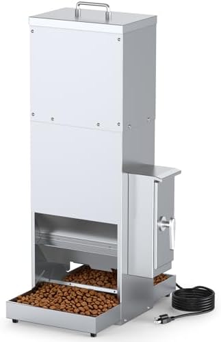 Chipak 35L Automatic Dog Feeder for Two Large Dogs with Timer, Stainless Steel Pet Food Dispenser W/Programmable Feeding Schedule,Dual Tray (35L)