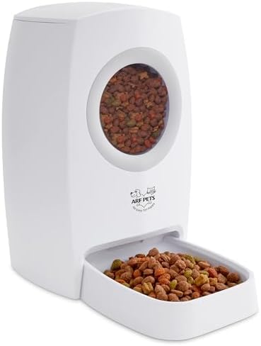 Arf Pets Automatic Pet Feeder Food Dispenser for Dogs, Cats & Small Animals – Features Voice Recorder, Portion Control & Voice Recording – Timer Programmable Up to 4 Meals a Day