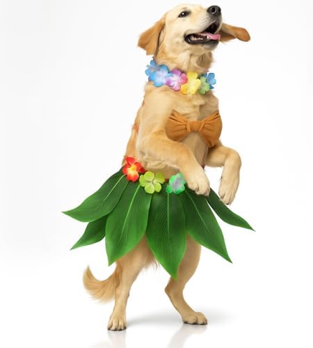 Huhumy 3 Pcs Halloween Dog Hawaiian Luau Costume for Small Medium Dog Puppy by Huhumy