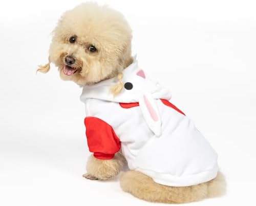 NACOCO Halloween Rabbit Dog Costume - Pet Christmas New Year Hoodie Warm Party Coat Outfit for Small and Medium Cat Dog Clothes(Red Rabbit,S) by HOME