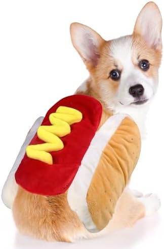 GOYOSWA Dog Hot Dog Costume, Dog Halloween Costumes Funny Pet Hot Dog Costume for XS Small Medium Dogs Cats Pets (Small) by GOYOSWA