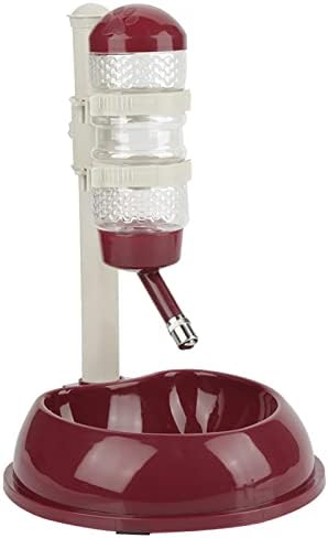 Pet Standing Water Dispenser, Height Adjustable Automatic Drinking Bowl Feeder Dog Feeding Bowl Pet Slow Water Bottle with Detachable Pole for Small Animals Cats Dogs (Brown)