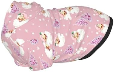 Christmas Dog Hoodie, Pink Santa Print, with Leash Hole - Image 5