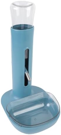 Pet Standing Water Dispenser Cat Dog Standing Bowl with Detachable Pole Automatically Feeding Water Height Adjustable for Cage, Crate (Blue)