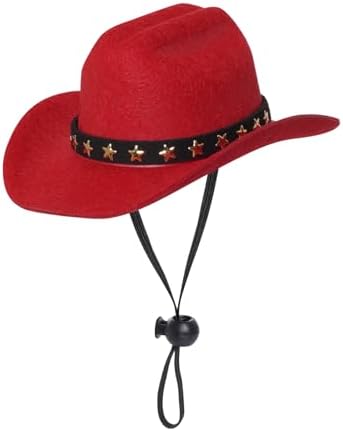choyaxo Pet Cowboy Costume Cosplay Cap Halloween Costumes for Dogs Cat Pet Party Decoration Mini Cowboy Hat (Red, Small) by choyaxo