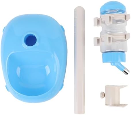 Pet Standing Water Dispenser, Adjustable Height Dog Water Bottle, with Food Feeder Bowl for Small Dogs Cats (Blue)