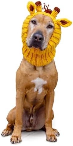 Zoo Snoods Giraffe Costume - Knit Dog Snood Ear Wrap for Pets, Warm Neck Cover for Halloween and Winter (Large) by ZooSnoods