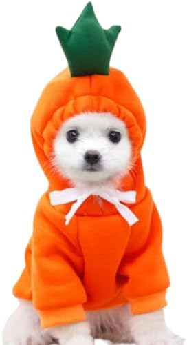 ANIAC Funny Pet Clothes for Small Dog Cat Carrot Dog Hoodies Warm Puppy Sweatshirt Coat with Fruit Hood Fall Cat Sweater Halloween Outfit Easter Dog Carrot Costume (Orange, XX-Large) by ANIAC