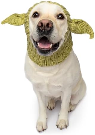 Zoo Snoods Baby Yoda Costume - Alien Knit Dog Snood Wrap for Pets, Warm Neck Ear Cover Protection for Halloween and Winter (Large) by ZooSnoods