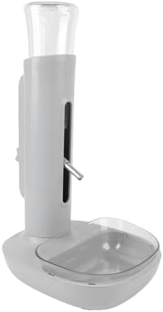 Pet Standing Water Dispenser Cat Dog Standing Bowl with Detachable Pole Automatically Feeding Water Height Adjustable for Cage, Crate (Grey)