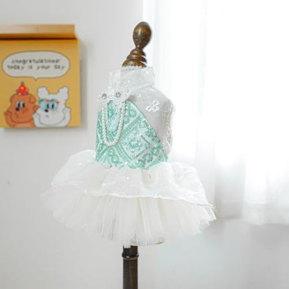Fashion Sweet Puppy Dog Blingbling Princess Skirt Pet Dog Lace Cake Camisole Tutu Dress C-Green XL - Image 2