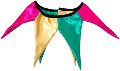 Mardi Gras Dog Costume Halloween Clown Jester Collar Cape Pet Accessories Set Golden Green Purple Puppy Dress Up (Medium) - Image 4