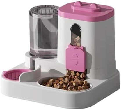 Automatic Pet Feeder and Water Dispenser, Large Capacity Self-Feeding for Small and Medium Dogs, No Electricity Needed, Siphon Device Prevents Water Overflow (A)