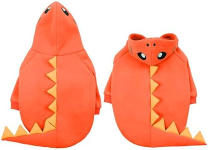 Lelepet Dog Dinosaur Costume Small Dog Halloween Costume Warm Fleece Hoodie - Image 2