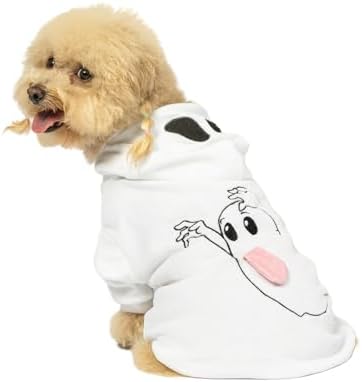NACOCO Halloween Ghost Dog Costume - Pet Christmas New Year Hoodie Warm Party Coat Outfit for Small and Medium Cat Dog Clothes(White Ghost,S) by HOME