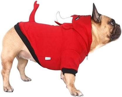 iChoue French Bulldog Halloween Red Bull Costume Clothes Hoodies, M - Image 2