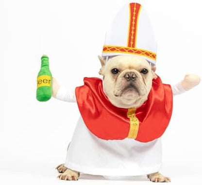 NACOCO Halloween Dog Pope Costume - Pet Cosplay Clothes Cat Special Outfit Apparel Pope Hat Adjustable Puppy for Pet Parties Small Medium and Large Dogs(Red Pope, M) by HOME