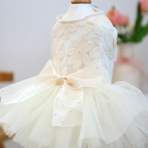 Fashion Sweet Puppy Dog Blingbling Princess Skirt Pet Dog Lace Cake Camisole Tutu Dress C-White XL - Image 3