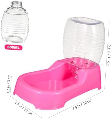 Pink Plastic Dog Water Feeder Bowl 500ml Puppy Drinking Dispenser
