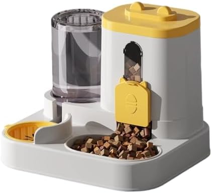 Automatic Pet Feeder and Water Dispenser, Large Capacity Self-Feeding for Small and Medium Dogs, No Electricity Needed, Siphon Device Prevents Water Overflow (D)
