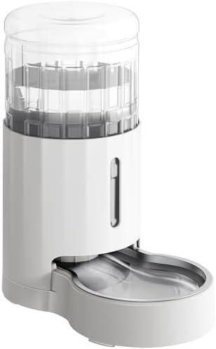 CZPET Dog Water Dispenser, Widen Mouth Gravity Refilling (4L, White)