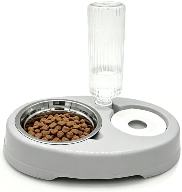 Double Dog Bowls, Cat Food & Water Bowl Set with Water Dispenser