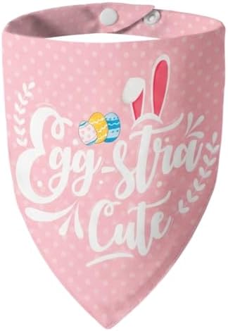 Easter 2-in-1 Dog Bandana with Egg-Stra Cute & Some Bunny Love Me Lovely Saying, Pink Pet Holiday Costumes Scarf with Snap Button, Small to Medium Breeds (5-30lbs) by ICEMOOD
