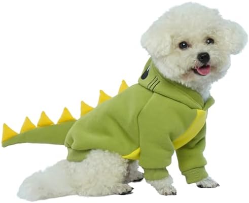 Lelepet Dog Dinosaur Costume Small Dog Halloween Costume Warm Fleece Hoodie by LeLePet