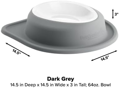 WeatherTech Single Low Pet Feeding System w/Plastic Dog/Cat Bowls - 64 oz (8 Cups) Dark Grey (PSL6403DG)
