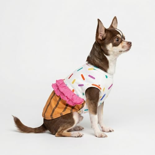 Fitwarm Halloween Dog Cupcake Costume, Funny Clothes for Small Dogs Girl, Pet Birthday Outfit, White, Pink, Brown, Medium - Image 4
