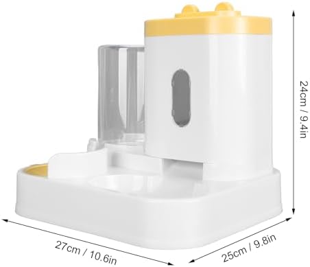 Automatic Cat Feeder and Water Dispenser Set, Pet Food Water Dispenser, Automatic Dog Feeder and Dog Water Dispenser, 2 in 1 Large Capacity Detachable Automatic Cat Waterer Feeder for Dog(Yellow)