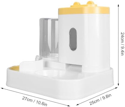Automatic Cat Feeder and Water Dispenser Set, Pet Food Water Dispenser, Automatic Dog Feeder and Dog Water Dispenser, 2 in 1 Large Capacity Detachable Automatic Cat Waterer Feeder for Dog(Yellow)