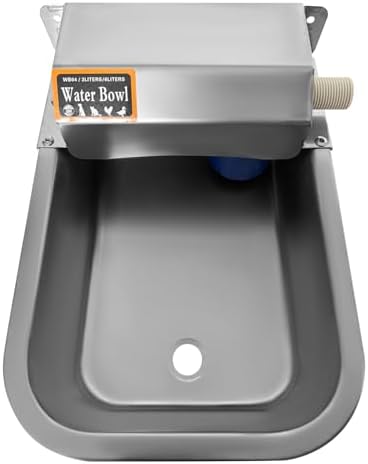 Automatic Water Dispenser for Dogs 1 Gallon/3.8L Stainless Steel Water Bowl Outdoor Dog Drinking Waterer Feeder Auto Fill Pet and Livestock Waterer Feeder Fits GHT 3/4" Faucet Wide Mouth