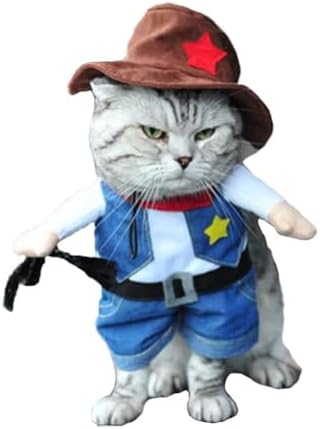 Hotumn Cowboy Dog Costume with Hat - Cat & Small Dog Halloween Costume (L) - Image 2