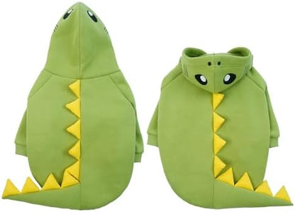 Lelepet Dog Dinosaur Costume Small Dog Halloween Costume Warm Fleece Hoodie - Image 2