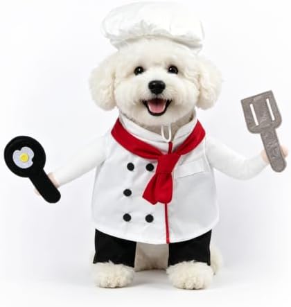 DELIFUR Dog Chef Costume with Hat Cute Halloween Costume (Chef, Small) by DELIFUR